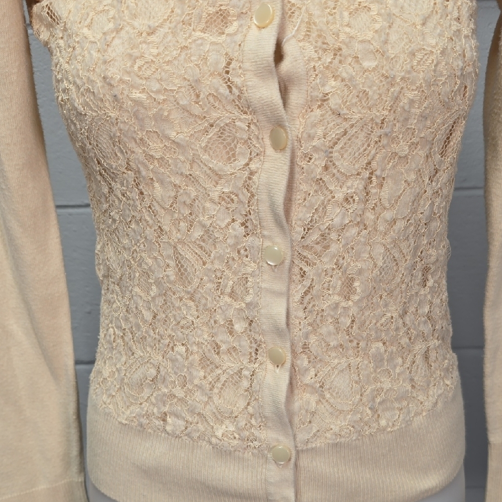 Merona Cream Lace Button-Up Sweater - Picture 5 of 11